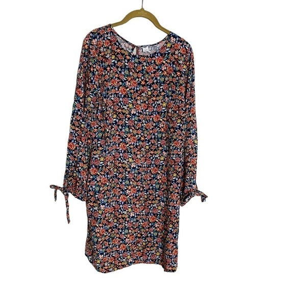 Old Navy Ditzy Floral Bow Tie Sleeve Shift Dress Medium Tall - Picture 1 of 7